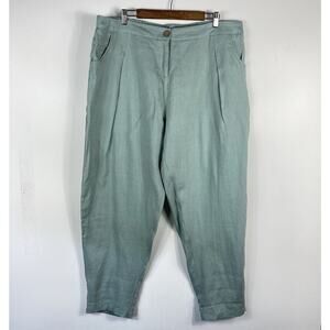 Minibee Pants XXL Green Sage 100% Linen Lagenlook Casual
